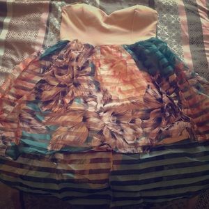 Blush/multicolored strapless dress